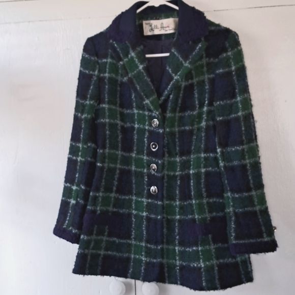 Vintage Lilli Ann Jackets & Blazers - Vintage 1960's Lilli Ann Boucle Windowpane Plaid Blazer Jacket Wool Blend SZ XS